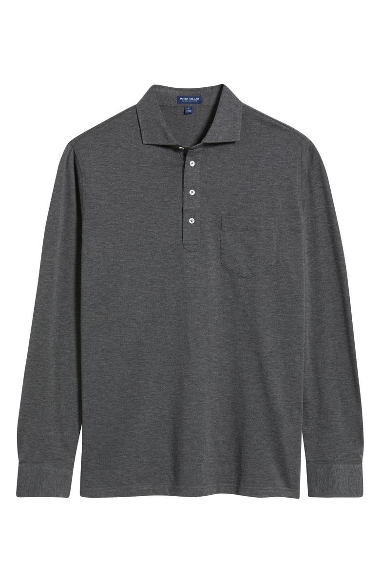 Peter Millar Amble Long Sleeve Cotton & Cashmere Polo, Alternate, color, Charcoal