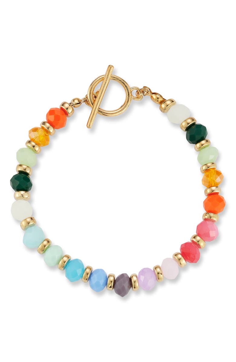 SPHERA MILANO Multicolor Beaded Toggle Bracelet, Main, color, Gold