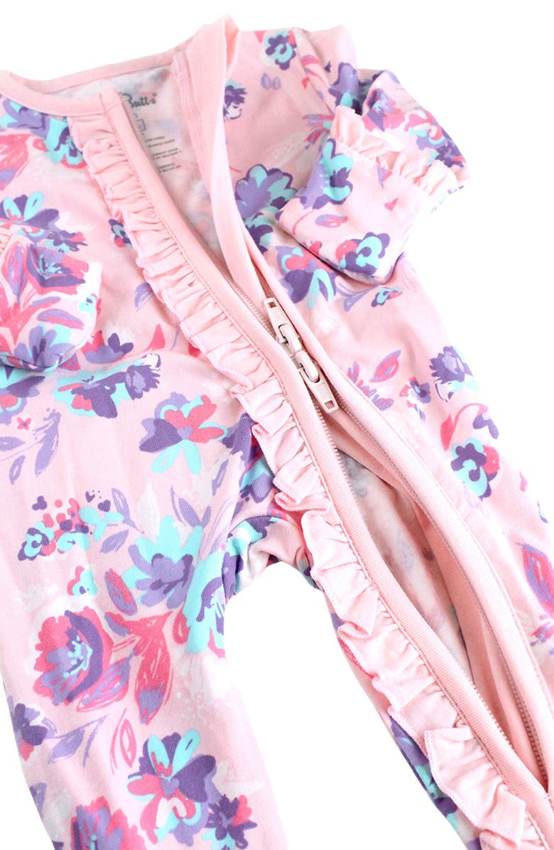 RuffleButts Princess Meadow Ruffle Fitted One-Piece Footie Pajamas, Alternate, color, 