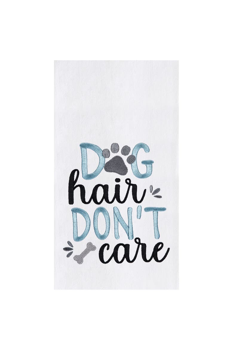 Dog Hair Don't Care Kitchen and Bathroom Embroidered Hand Towel, Main, color, Blue