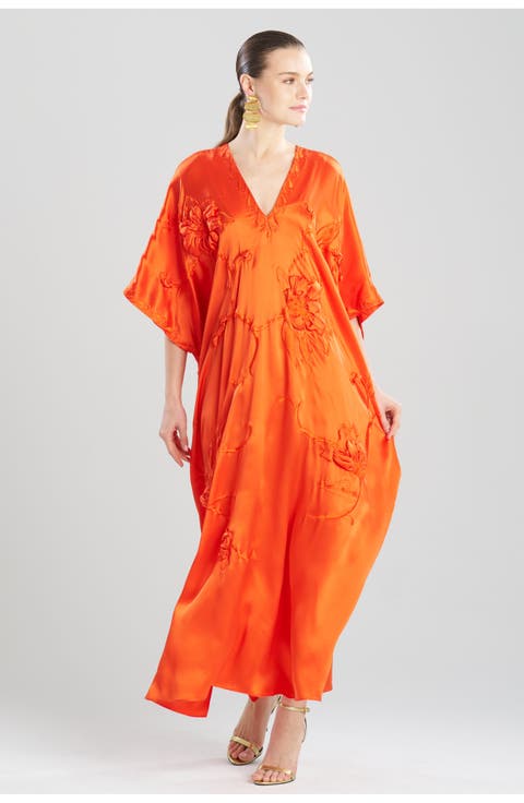 Couture Mokuren Embroidered Silk Caftan