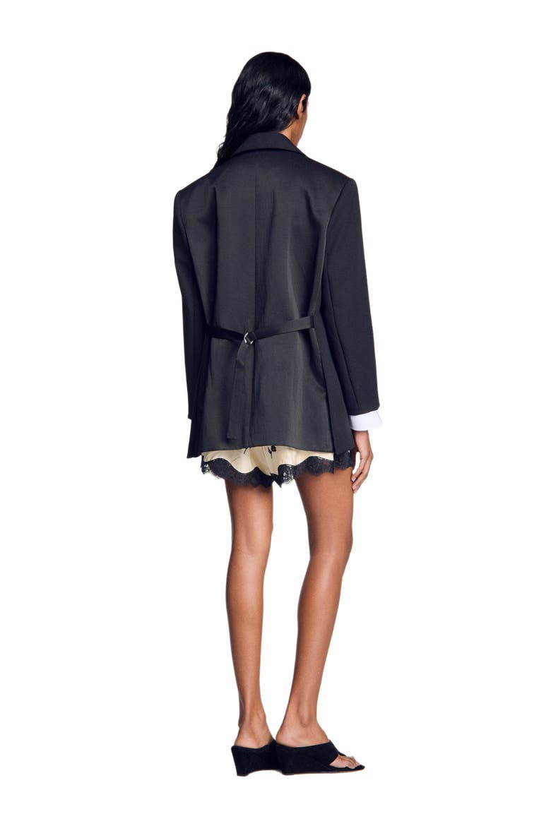 Mixed-material satin jacket, Alternate, color, Black