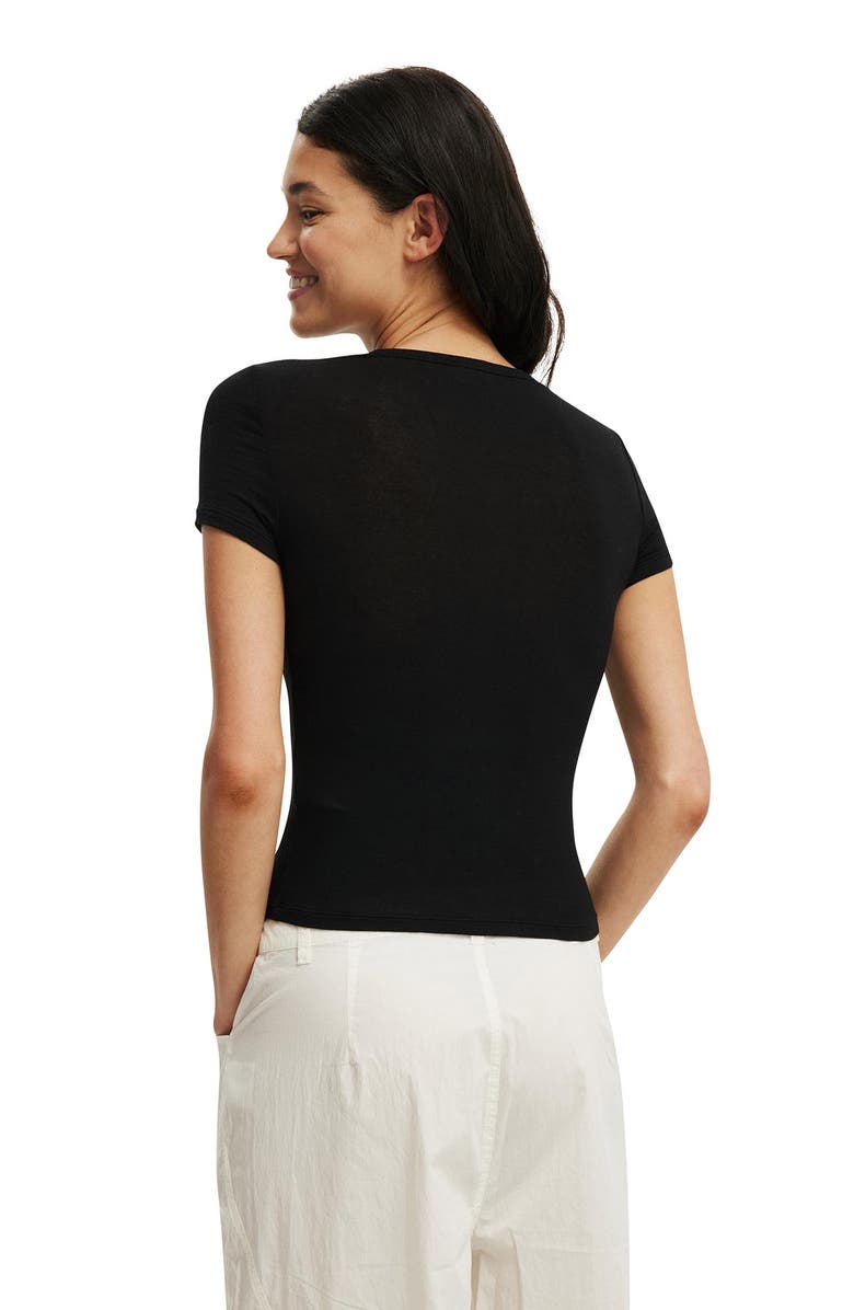 Cotton On Women's Sheer Layer Crew Short Sleeve, Alternate, color, Black