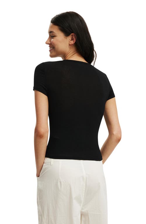 Cotton On Sheer Layer Crew Short Sleeve In Black