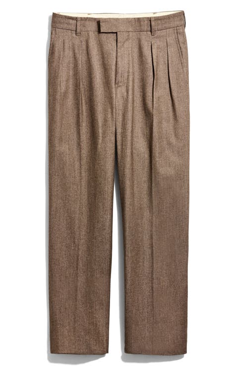 Pleated Cotton & Wool Dress Pants