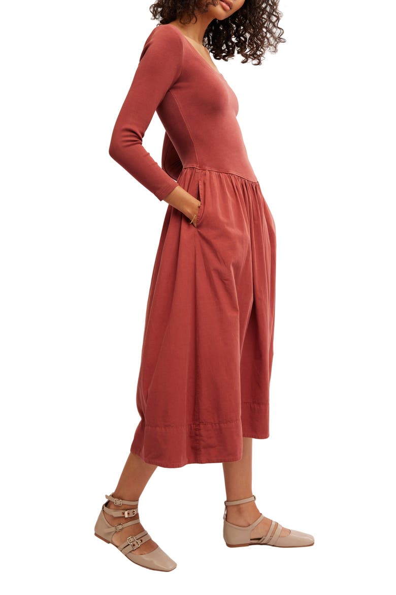 Aelia Long Sleeve Maxi Dress, Alternate, color, MAHOGANY