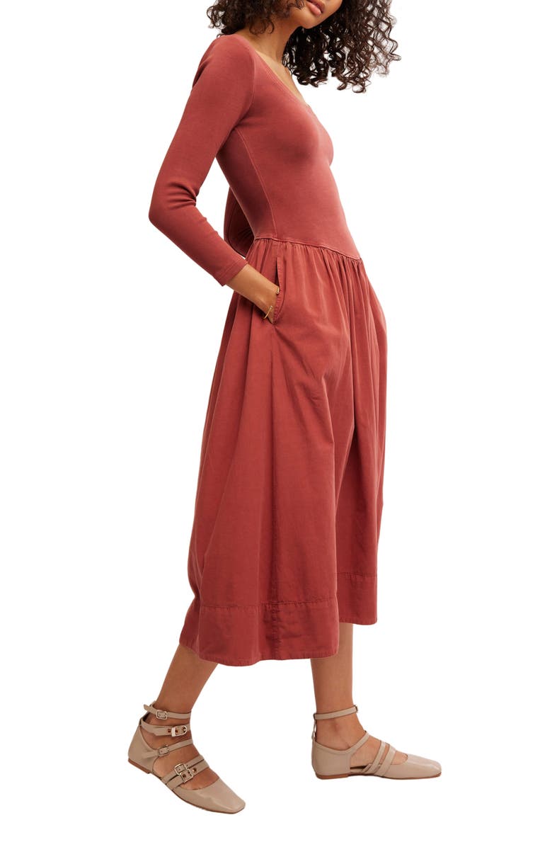 Free People Aelia Long Sleeve Maxi Dress, Alternate, color, Mahogany