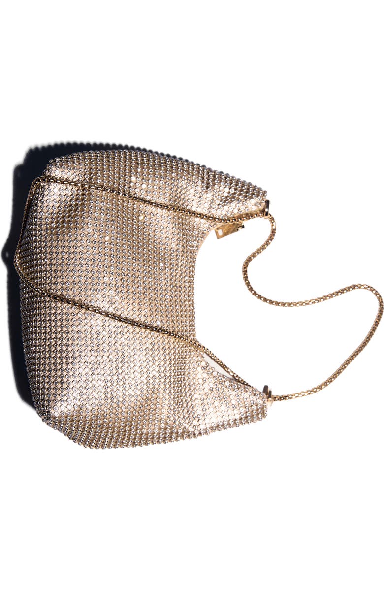 MANGO Chain Strap Crystal Shoulder Bag, Alternate, color, Gold