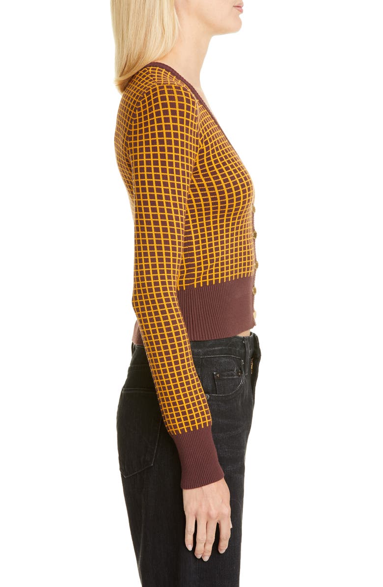 Simon Miller Chiz Check Jacquard Crop Cardigan, Alternate, color,