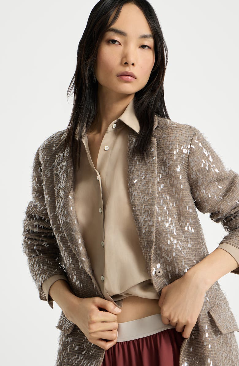 Brunello Cucinelli Dazzling Embroidery blazer, Alternate, color, Rope