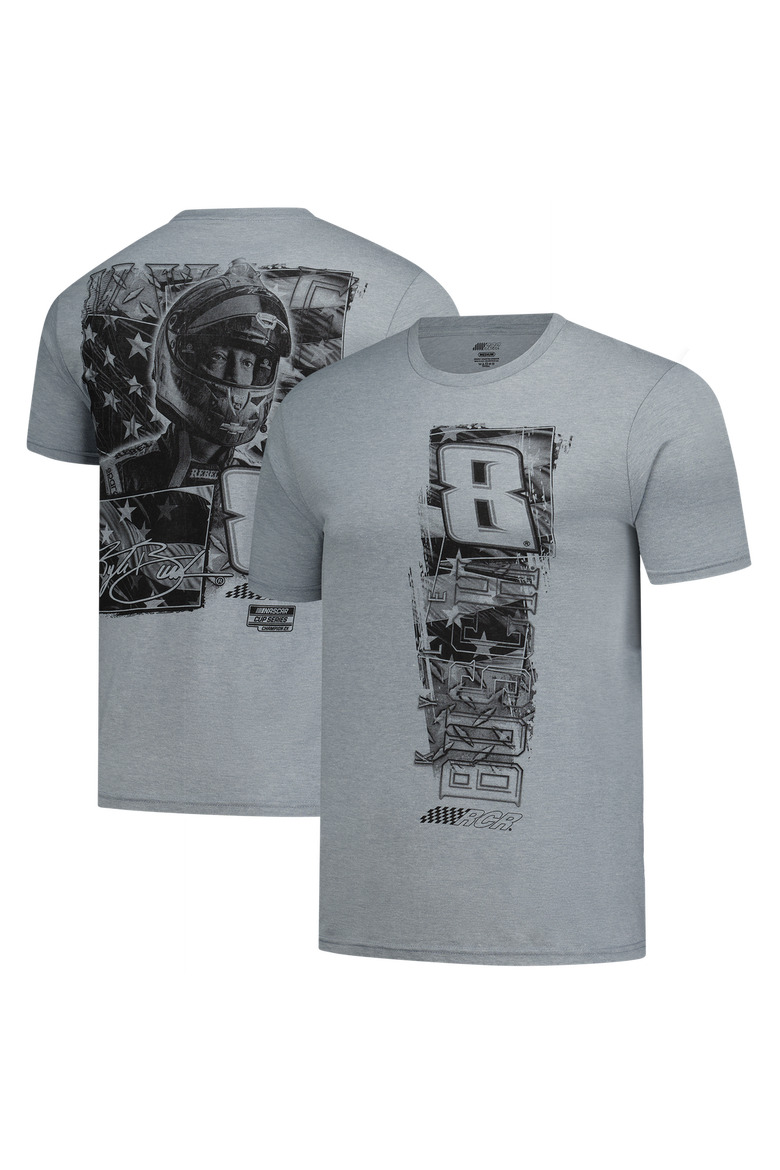 Men's Classic Ink Heather Gray Kyle Busch Flag 2-Sport Tri-Blend T-Shirt, Main, color, Heather Gray