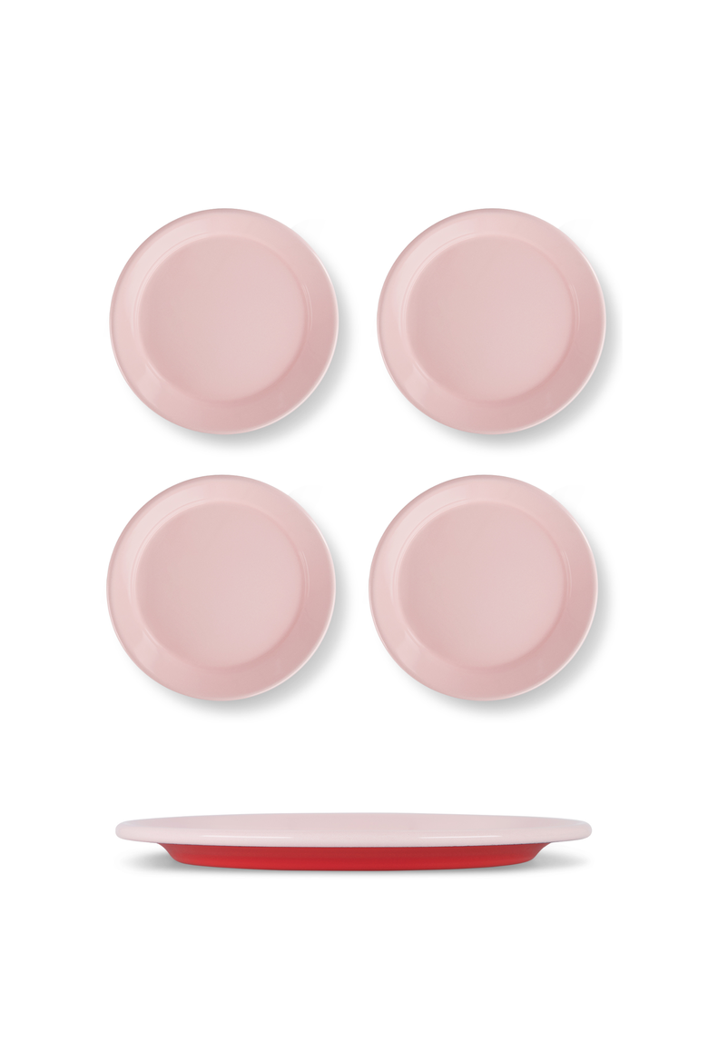 Two Tone Enamel Dinner Plate - Set of 4, Main, color, Red & Pink
