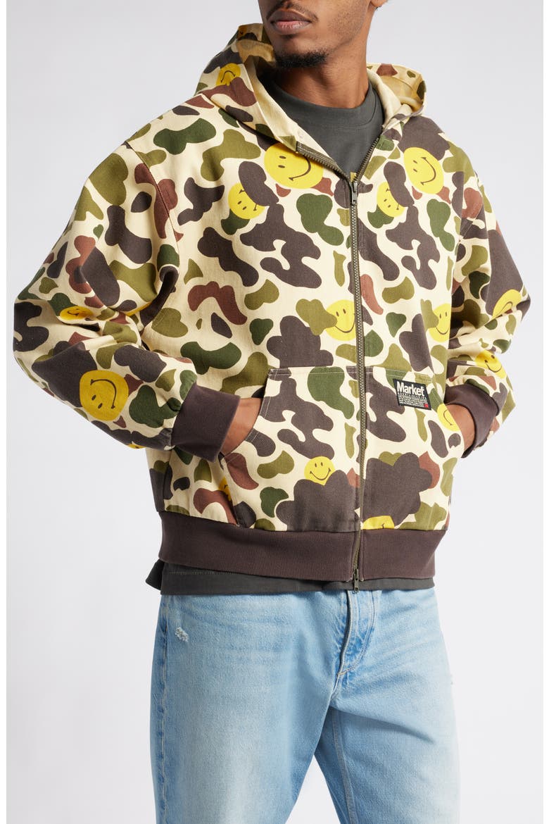 SMILEY® Camo Twill Zip Hoodie, Alternate, color, WOODLAND