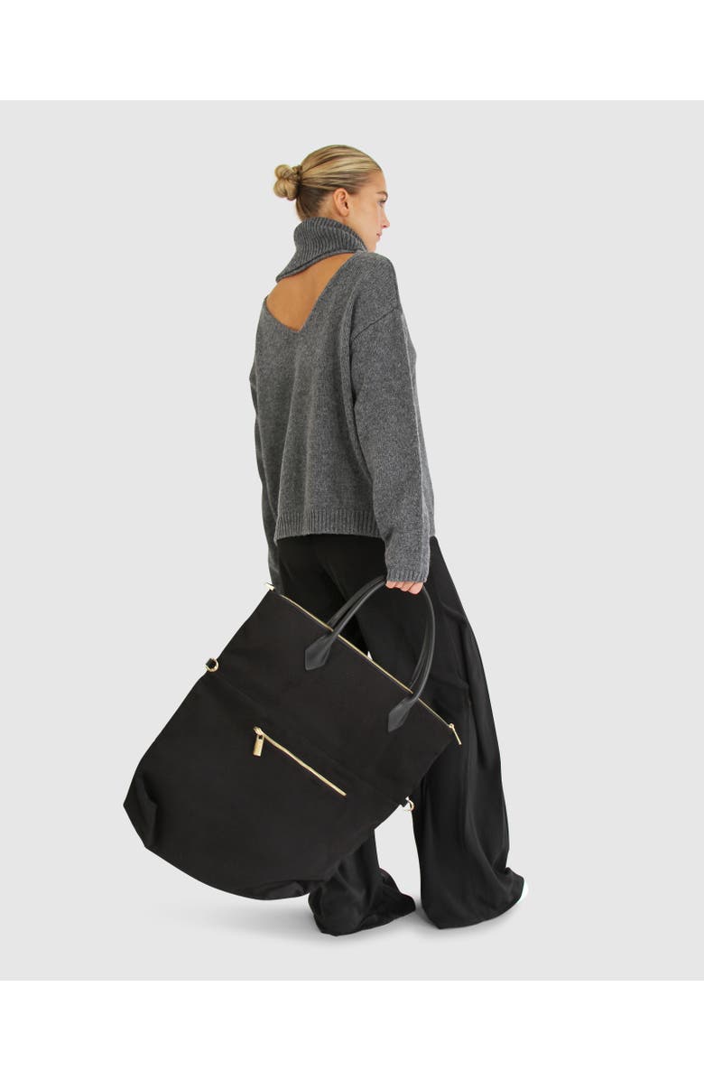 Belle & Bloom Right Here Waiting Open Back Knit, Alternate, color, Charcoal