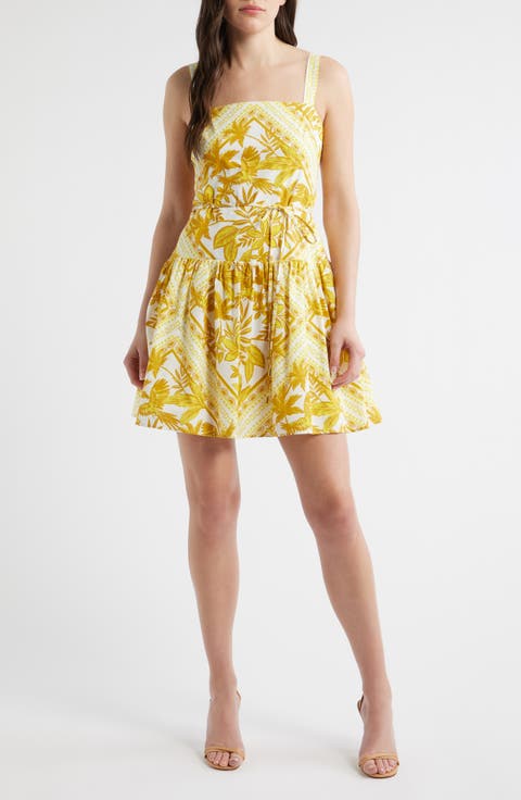 Mixed Print Cotton Minidress