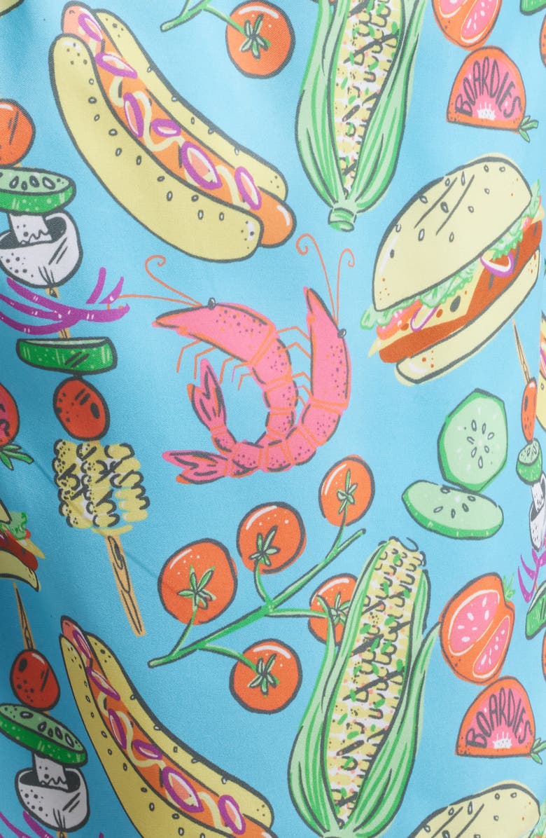 Boardies Grill Master Mid Length Swim Trunks, Alternate, color, Blue