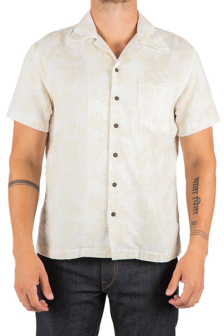 The Wrench Double Layer Notched Collar Camp Shirt, Main, color, BEIGE ALOHA