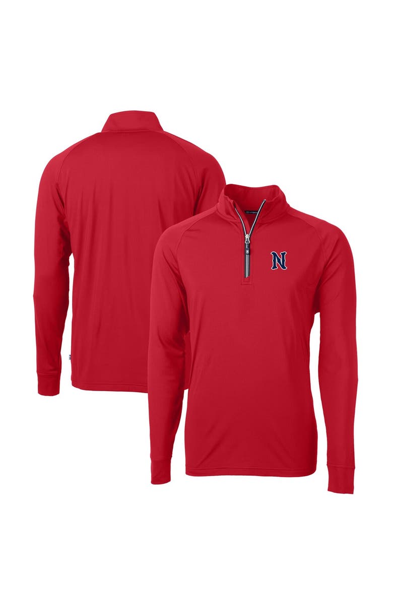 Cutter & Buck Men's Cutter & Buck  Red Nashville Sounds Adapt Eco Knit Stretch Recycled Quarter-Zip Pullover, Alternate, color, 
