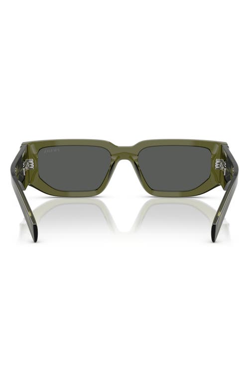 Prada Triangle Logo Bicolor Rectangle Sunglasses In Grey Green