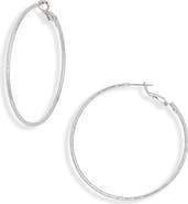 NORDSTROM RACK 55mm Skinny Textured Hoop Earrings