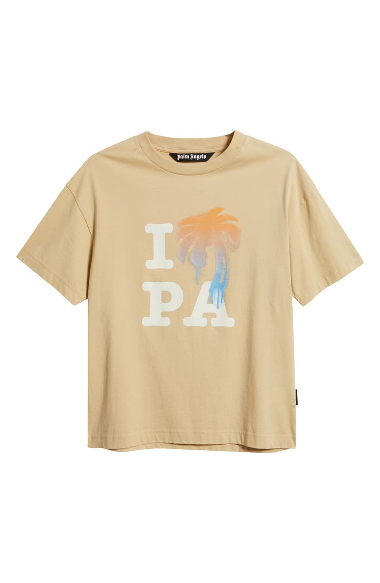 Palm Angels Regular Fit I Love PA Graphic T-Shirt, Main, color, Beige White