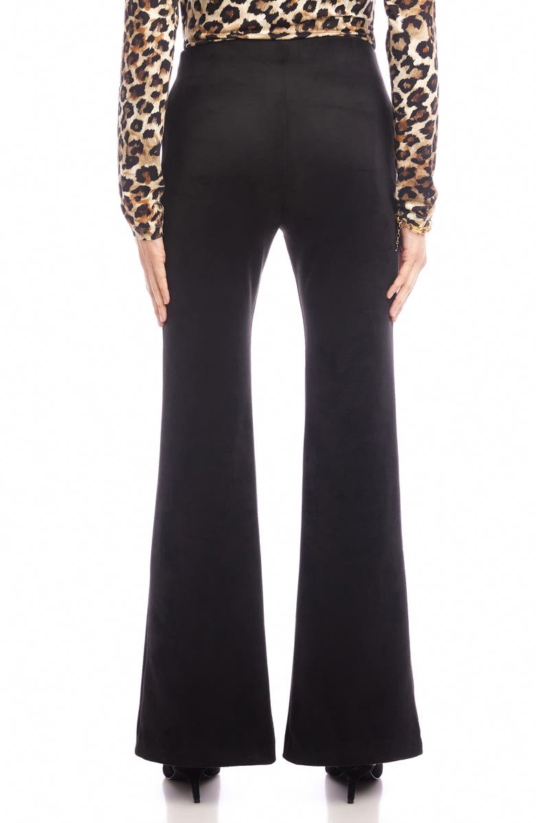 Karen Kane Faux Suede Front Slit Flare Pants, Alternate, color, Black