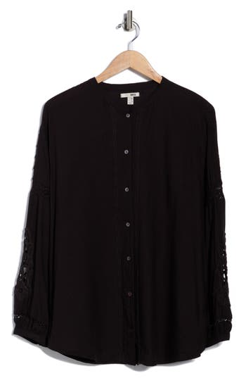 Amuse Society Mozambique Long Sleeve Woven Button-up Dress In Black