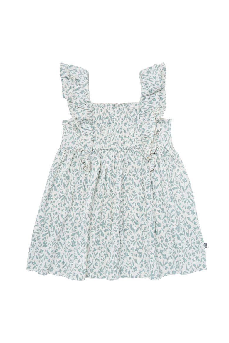 Smocked Ruffle Dress, Main, color, Ivory Daffodil