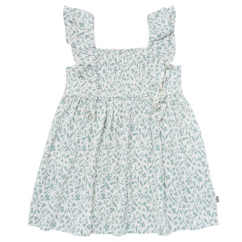 Baby Girls Rose Wild Flowers Smocked Ruffle Dress