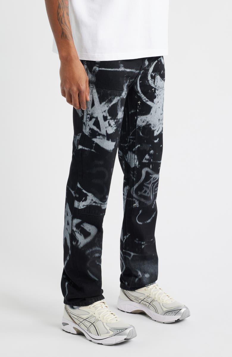 RtA Ricardo Slim Fit Graffiti Graphic Jeans, Alternate, color, Graffiti Graphite
