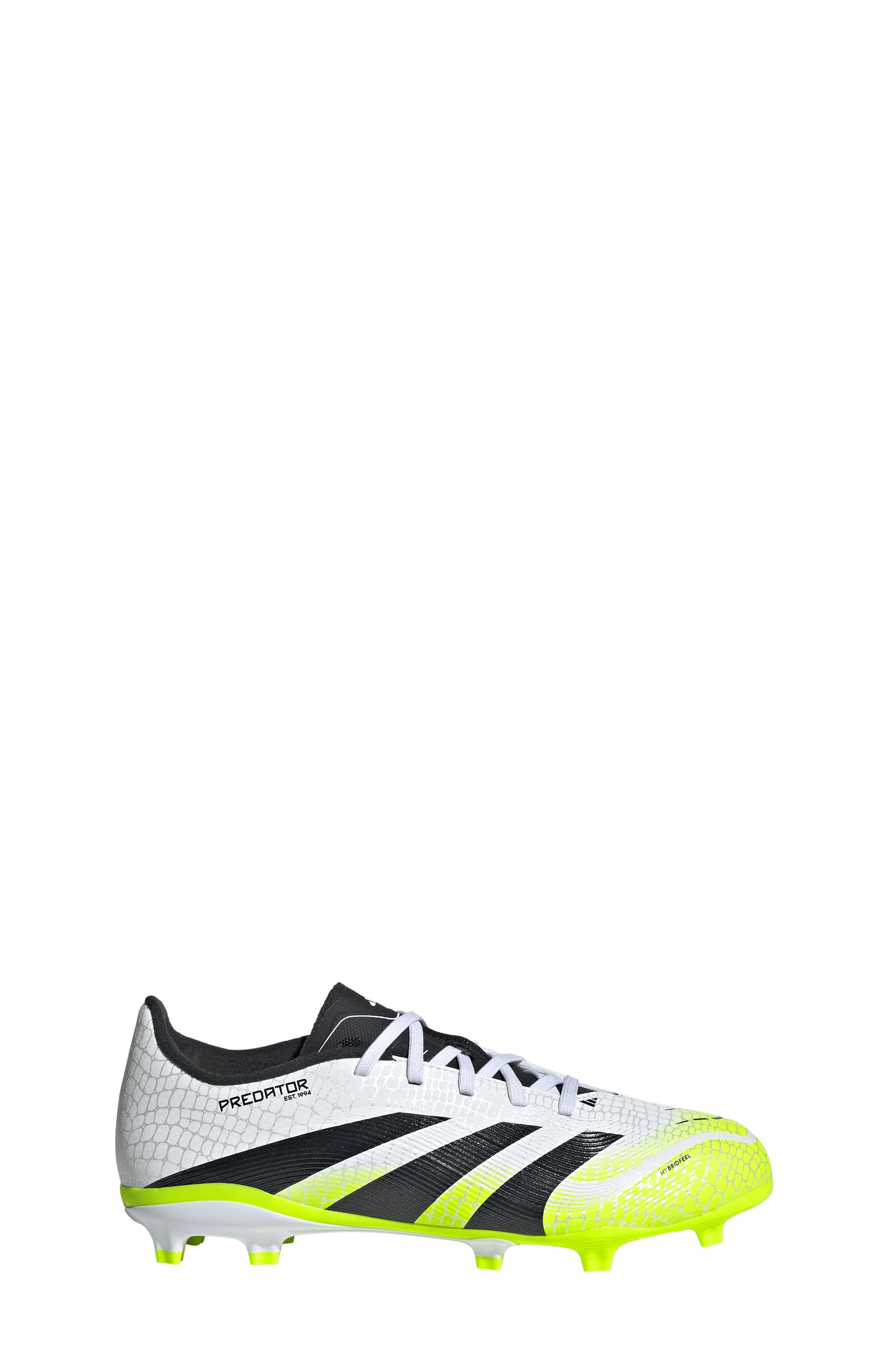 adidas Kids' Predator Club Firm/Multiground Soccer Cleat, Alternate, color, White/ Black/ Lucid Lemon