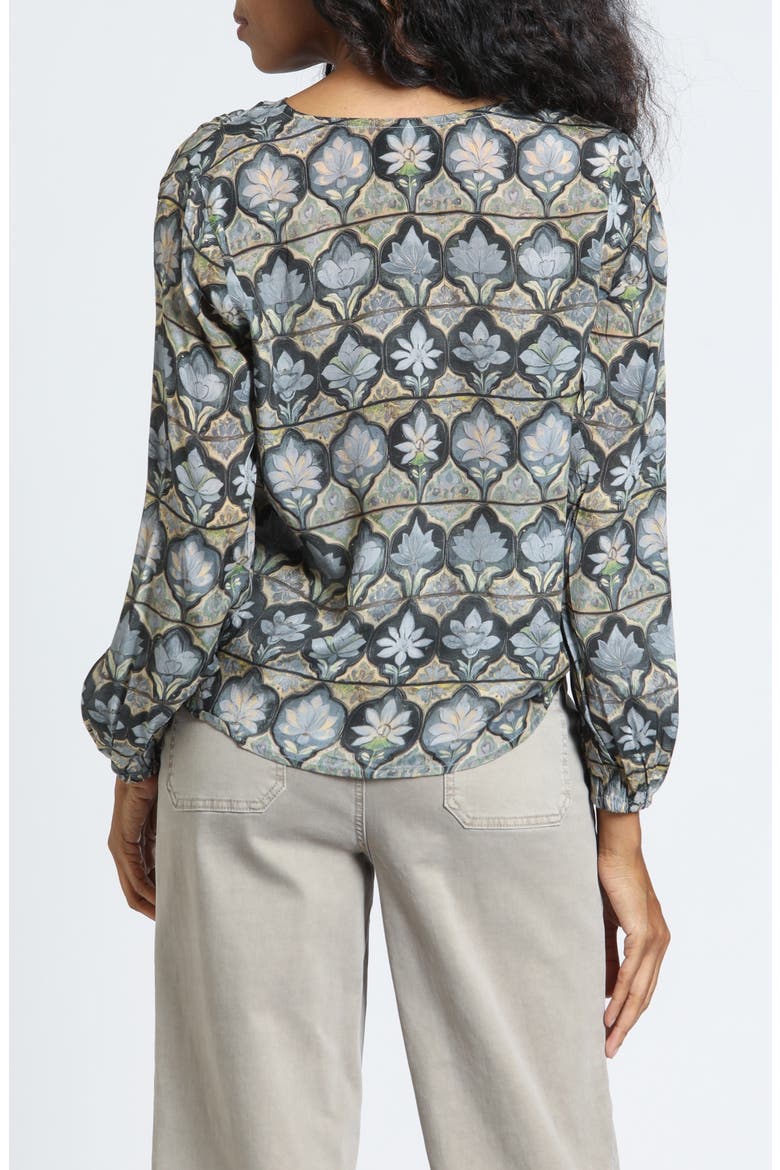 Tie Front V-Neck Top, Alternate, color, SAGE/PEWETER MULTI