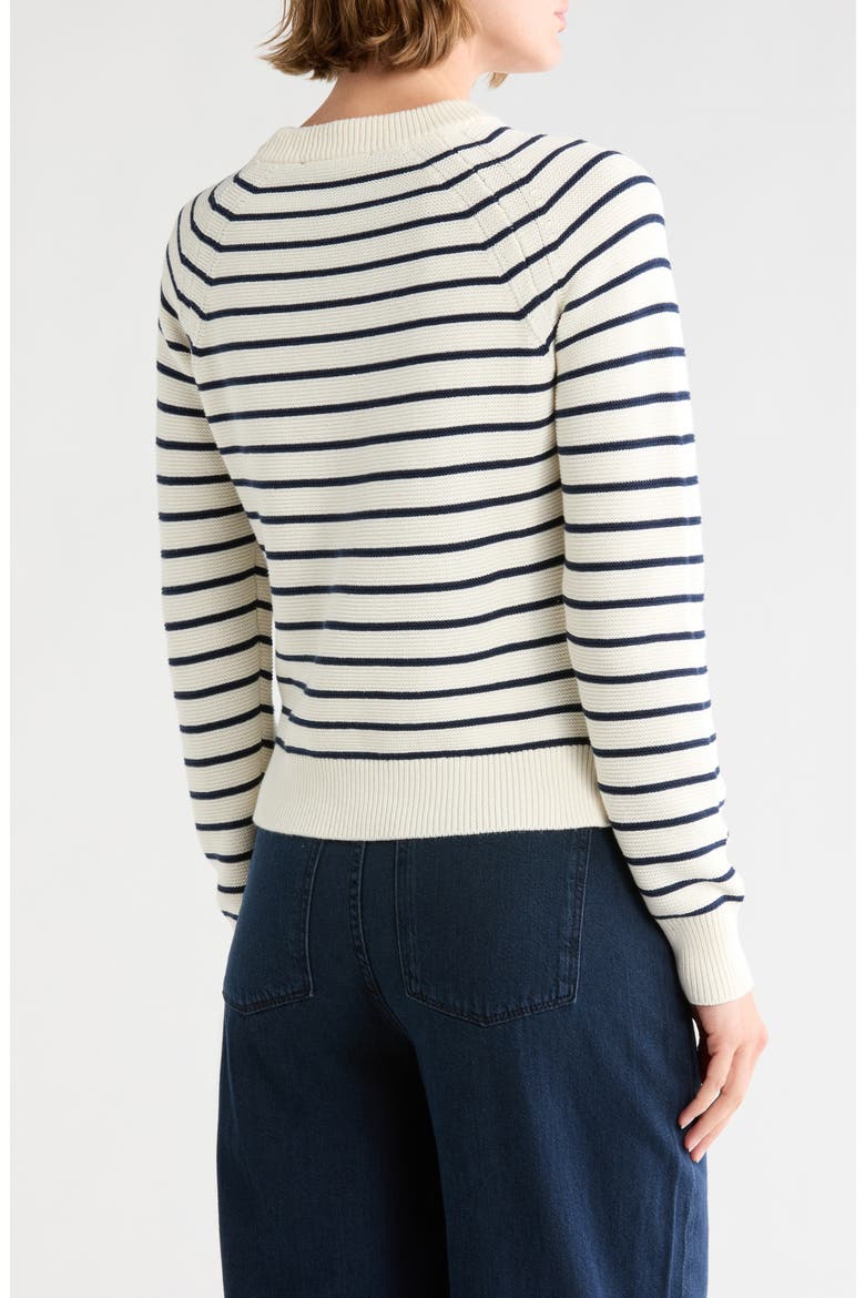 Mozart Stripe Crewneck Sweater, Alternate, color, CREAM/ NAVY