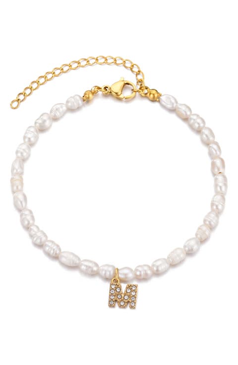 Freshwater Pearl Initial Charm Bracelet