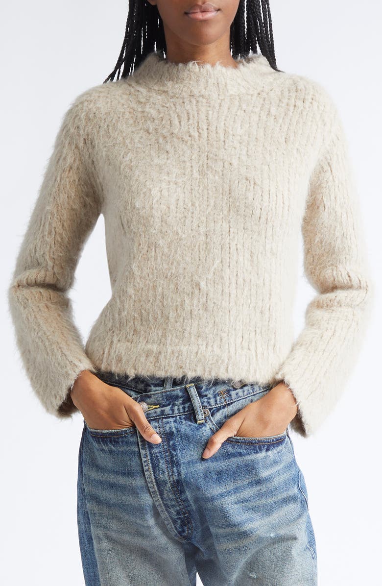 R13 Shrunken Mock Neck Alpaca Blend Sweater, Main, color, Beige Brown