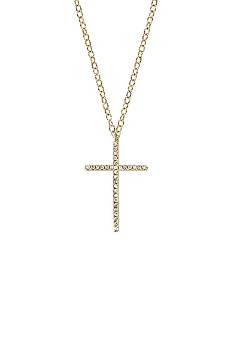 Diamond Cross Pendant Necklace, Main, color, YELLOW GOLD