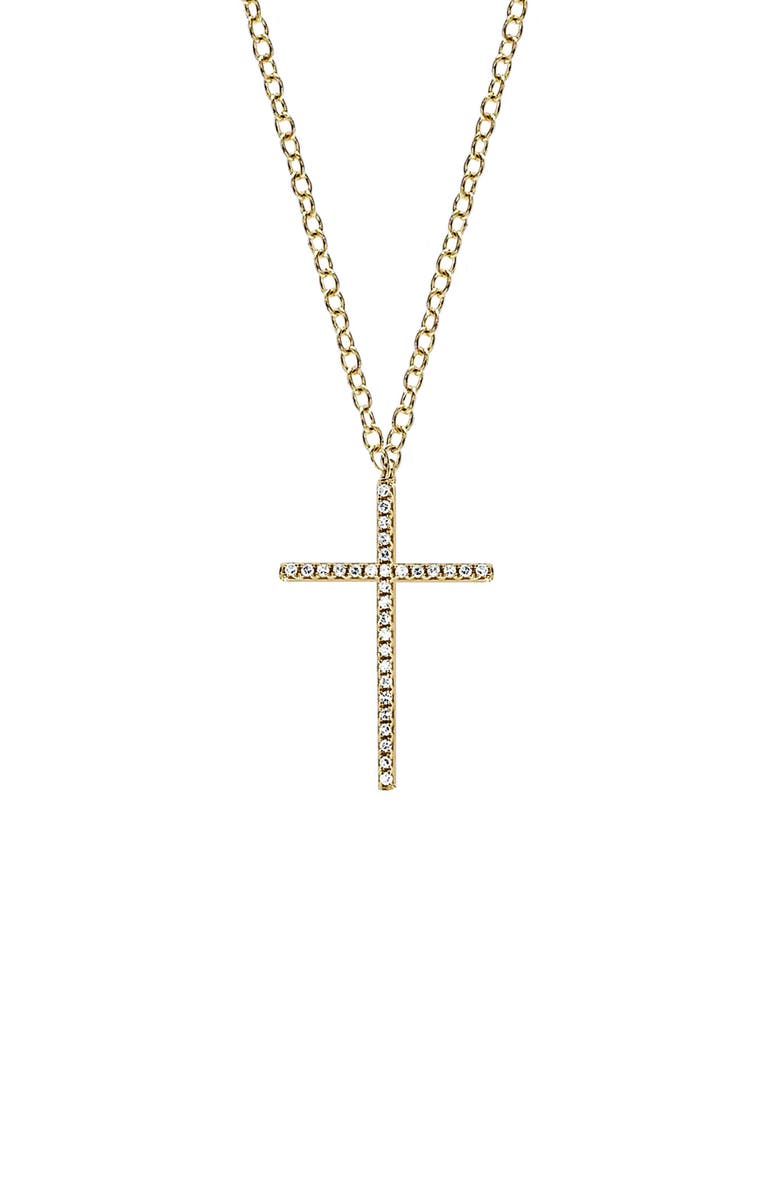 EF Collection Diamond Cross Pendant Necklace, Main, color, Yellow Gold