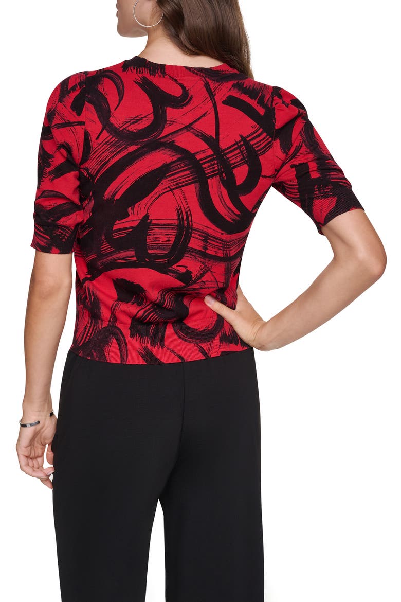 Brushstroke Pattern Short Sleeve Sweater, Alternate, color, RED HEART