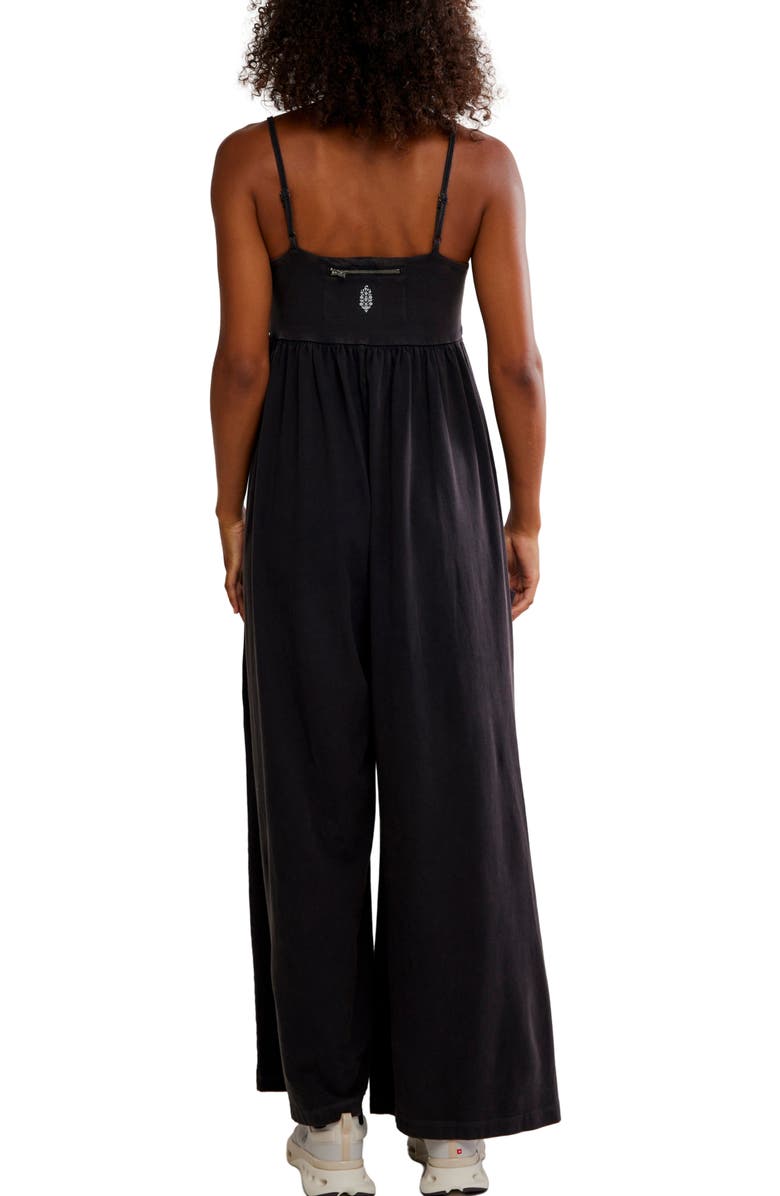 Free People FP Movement Hot Shot Strappy Stretch Cotton Jumpsuit, Alternate, color, Black