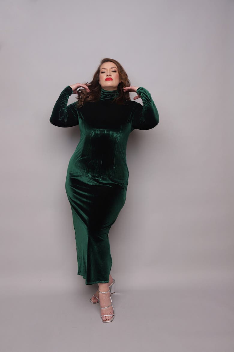 Nipi  Velvet Dress, Alternate, color, Olive Green