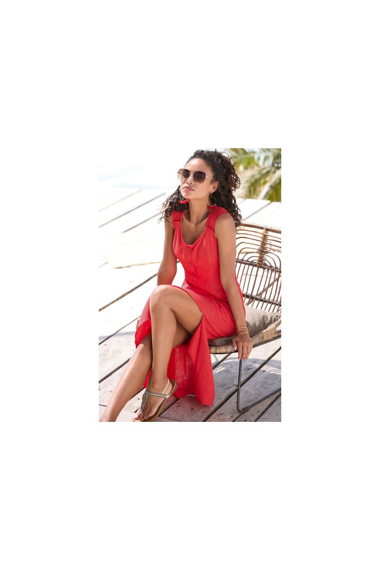 Button Detail Maxi Dress, Alternate, color, Red