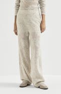 Brunello Cucinelli Lace flowers knit track trousers in sparkling mohair and virgin wool