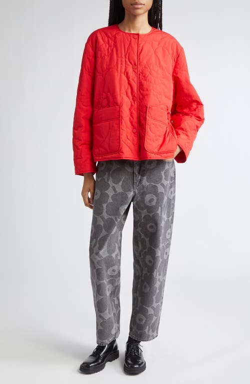 Marimekko Kapseli Piirto Unikko Quilted Jacket In Red