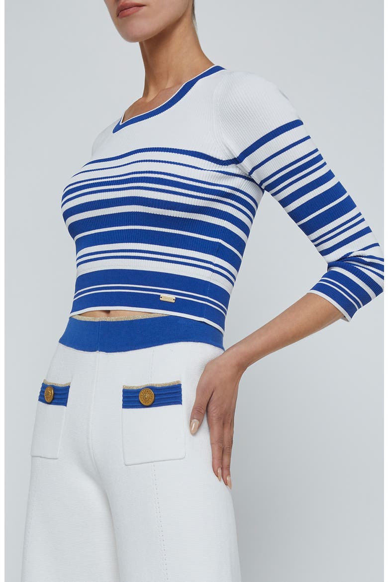 Yukio Stripe Rib Sweater, Alternate, color, WHITE/ NAVY