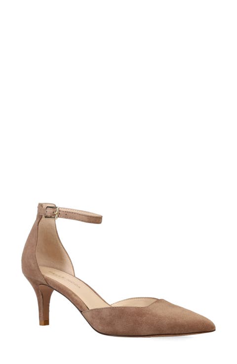 Kendal Ankle Strap Pointed Toe Kitten Heel Pump (Women)