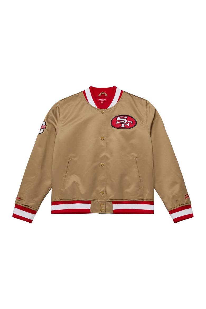 Women's Mitchell & Ness Gold San Francisco 49ers 80th Anniversary Satin Full-Snap Jacket, Alternate, color, Gold