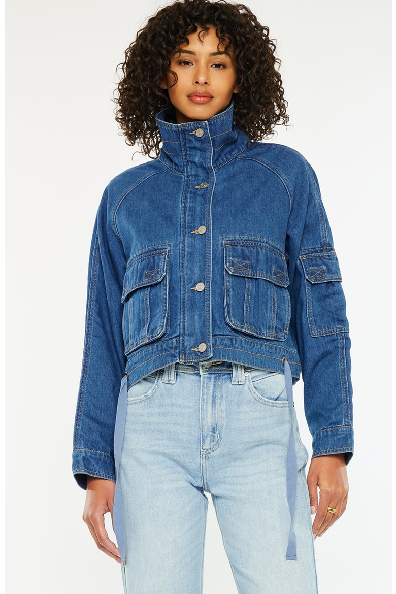 Jailene Denim Windbreaker Jacket, Alternate, color, Dark Wash