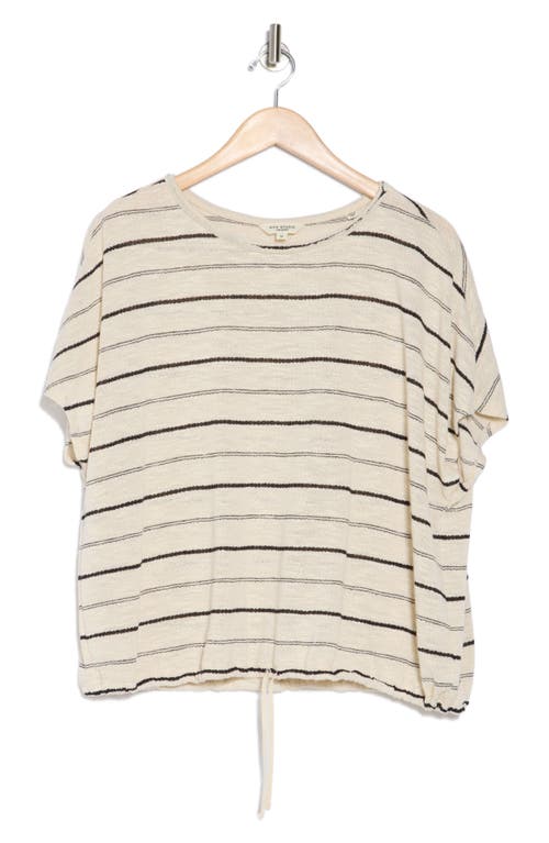 Max Studio Stripe Dolman Sleeve Bubble Hem Top In White