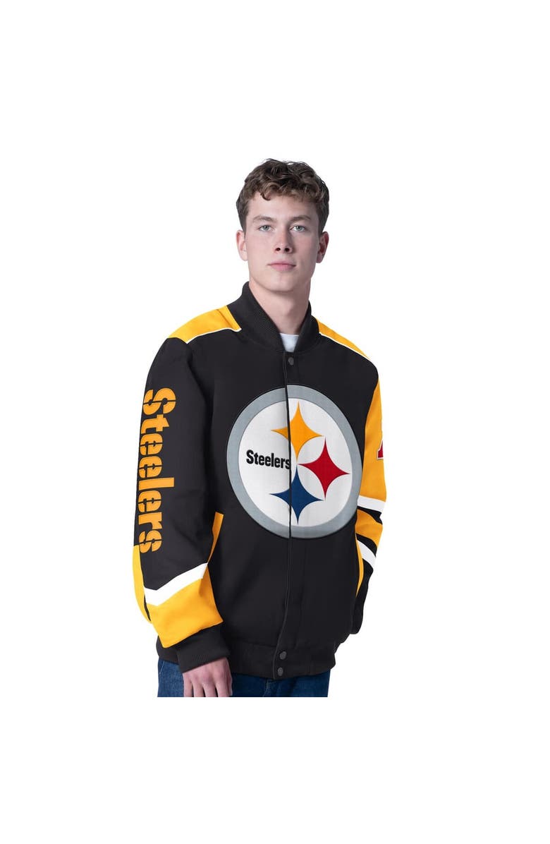 G-III SPORTS BY CARL BANKS Men's G-III Sports by Carl Banks Black Pittsburgh Steelers Prime Time Full-Zip Racing Jacket, Main, color, Black