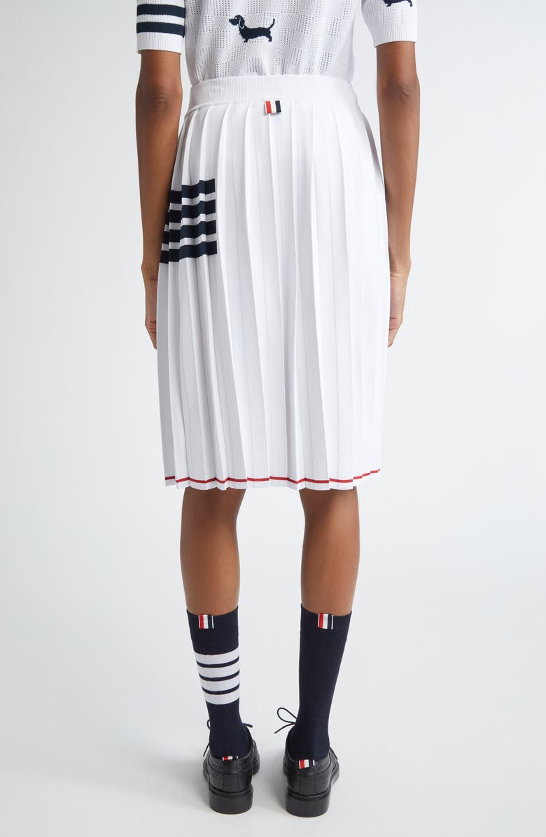 Thom Browne 4-Bar Pleated Hector Intarsia Skirt, Alternate, color, White